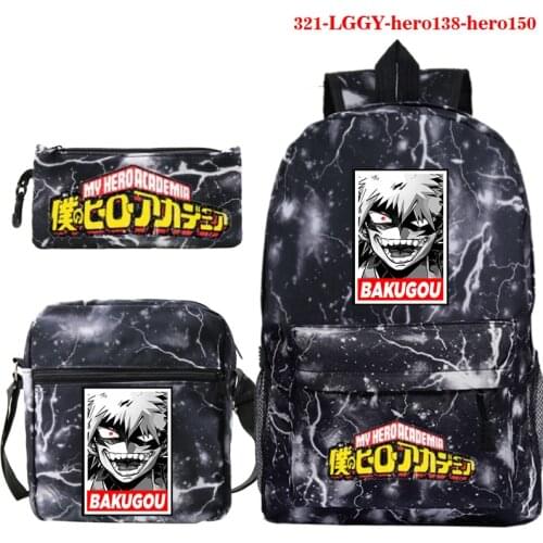 Mochilas My Hero Academia Backpack For Boys Girls Schoolbag Canvas Bookbags 3Pcs/Set Rucksack Men Bagpack Women Daily Knapsack