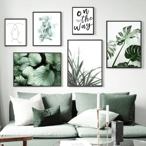 Self-adhesive Wall Stickers Green Monstera Plant Nature Landscape Wall Art Posters And Print Wall Pictures For Living Room Decor