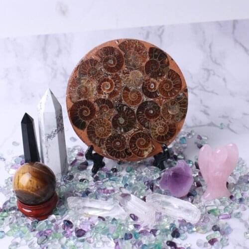 Natural stone seven chakras mixed Eight kinds of material wholesale Energy healing free stand Divination Disc
