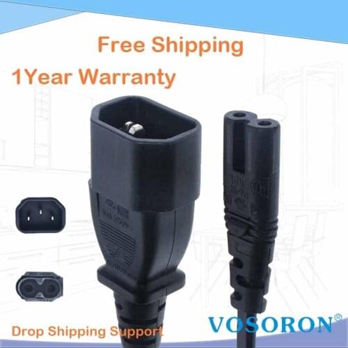 IEC 320 C14 to C7 Extension Power Cord ,IEC C13 to C7 Exchanger Cord,IEC 3P Male to 2P Female Power Extension Cable,1m/3ft