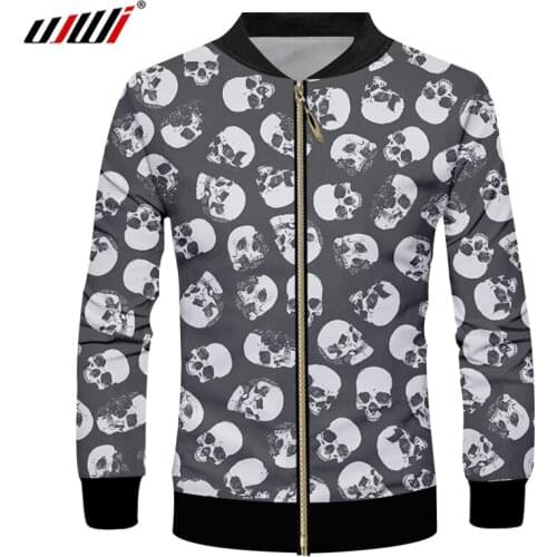 UJWI Man Loose Sports Zip Jacket 3D Mini Skulls Punk Rock Mens Zipper Coat Printed Oversized Funny Casual Sweatshirt 6XL