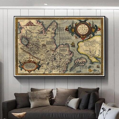 150*100 cm Vintage Poster World Map Non-woven Canvas Painting Wall Art Picture Decorative Card Living Room Home Decoration