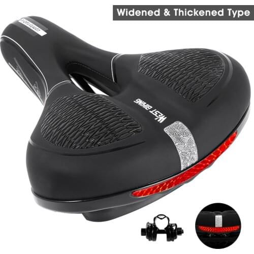 Rear-Reflective Bicycle Seat Saddle MTB Road Bike Saddles Mountain Bike Racing Saddle PU Breathable Soft Seat Cushion Bike Parts