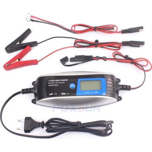 FOXSUR 6V 12V Motorcycle & Car Automatic Smart Waterproof Battery Charger EFB AGM GEL Pulse Repair Battery Charger