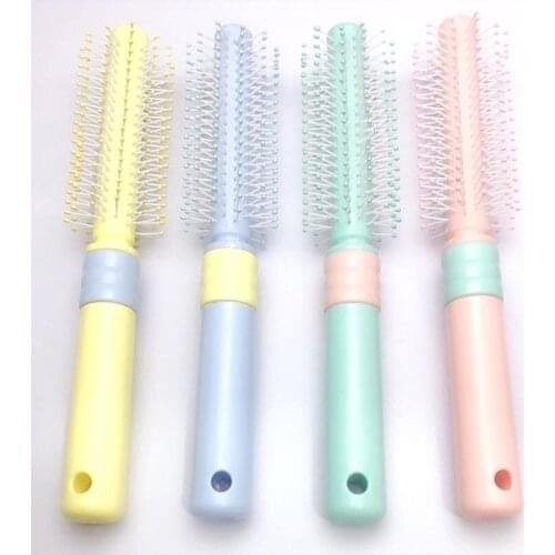 Comb female hairdressing, curling comb, inner button, hair dryer, styling, rolling comb, student, lovely hair blowing, cylinder