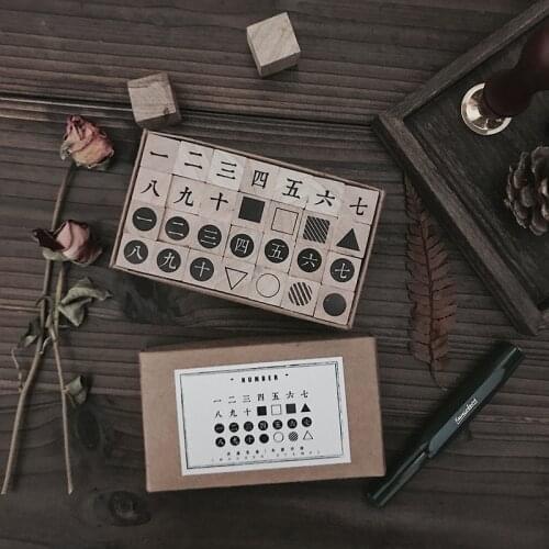 1set Vintage Chinese number geometric stamp DIY wooden rubber stamps for scrapbooking stationery scrapbooking standard stamp