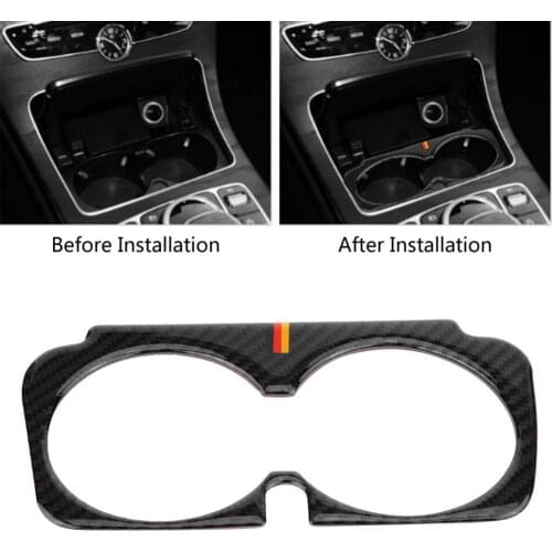 1Pcs Car Auto Carbon Fiber Car Cup Holder Frame Trim Sticker for Mercedes Benz C Class W205 C180 C300 GLC New Arrive