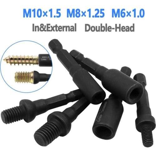 1pcs M6/M8/M10 6.356mm Hex Handle Screw Socket Internal External Tooth Screw Sleeve Double Head Screwdriver