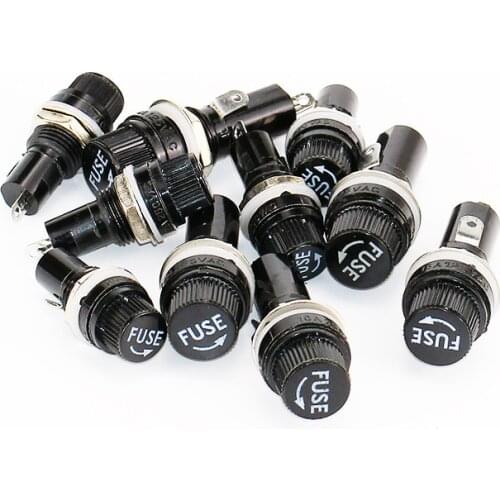 10pcs/lot 10A 250V insurance seat 5*20mm high quality glass safety socket 6*30mm black fuse holder