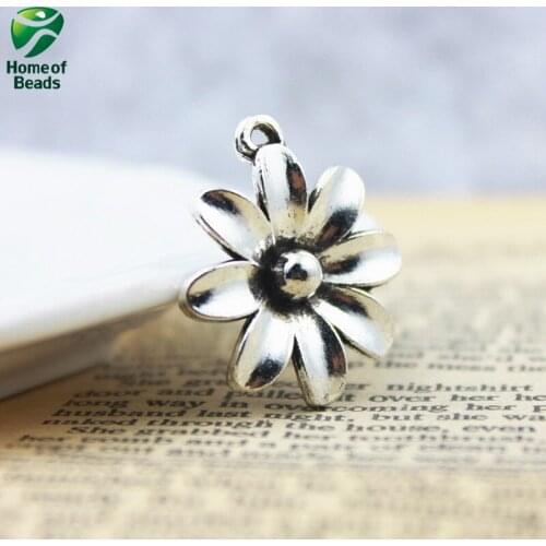 2020 Fashion antique Silver Color DIY big flower Charms for Jewelry Making Handmade Jewelry 28x25mm (30 pcs/lot) ZA1284