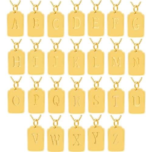 2021 Trend Golden Chain Male Square Initial Letters Pendant Couple Necklaces Jewelry for Women Girls Weddind Birthday Gifts