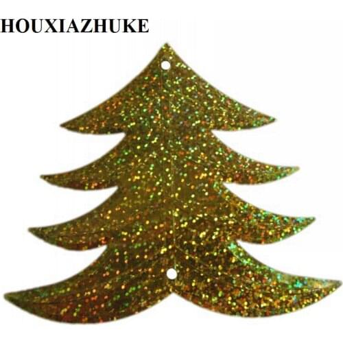 25 pcs per lot glitter green or light gold large loose tree shaped sequins for Christmas decorations