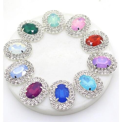 5Pcs/Lot23*28mm Oval Double Row Flat ButtonFor Colthing DIY Sewing Ribbon Wedding Party Exquisite Decoration Fitting Mix Color