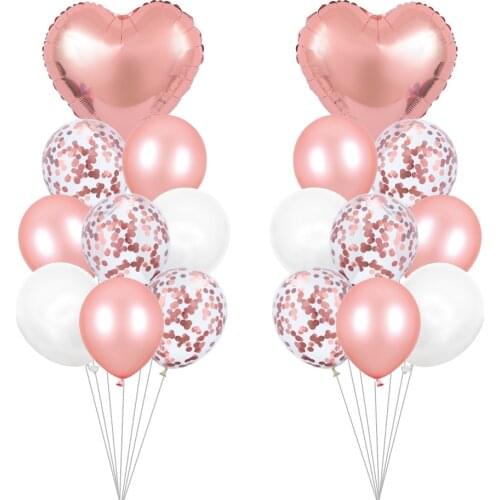 9pcs/lot Rose Gold Balloons Wedding Decor Heart Birthday Items Party Inflatable Balloon Helium Air Globos Supplies