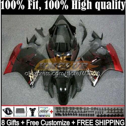 Blackbird For HONDA CBR1100XX 02 03 04 05 06 07 29CL.20 CBR1100 CBR 1100 XX 1996 1997 1998 1999 2000 2001 Fairings Red flames