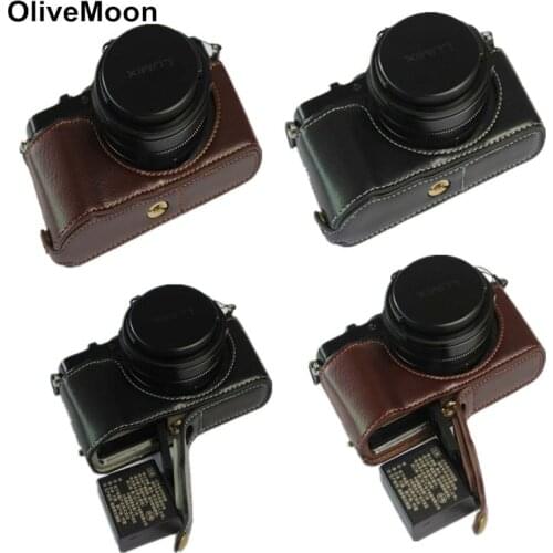 Black/Coffe Camera Genuine Leather Bottom Case For Panasonic Lumix LX-100 M2 LX100II Half Body Cover Cases