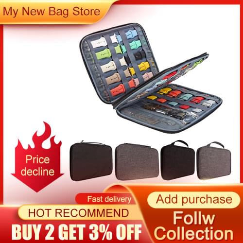Watch Organizer Case Multifunction Portable Travel for Apple Watch Strap Band Carrying Case Storage Bag Pouch Gray Black A/B