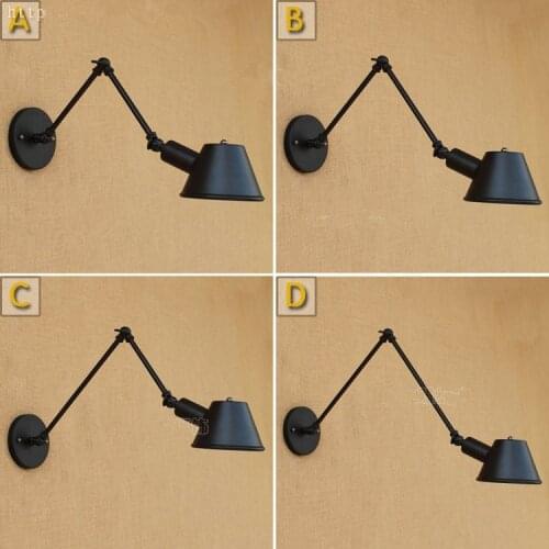 Black Swing Long Arm Wall Light Fixtures Loft Style Industrial Lights LED Edison Vintage Wall Lamp Sconce Appliques Pared