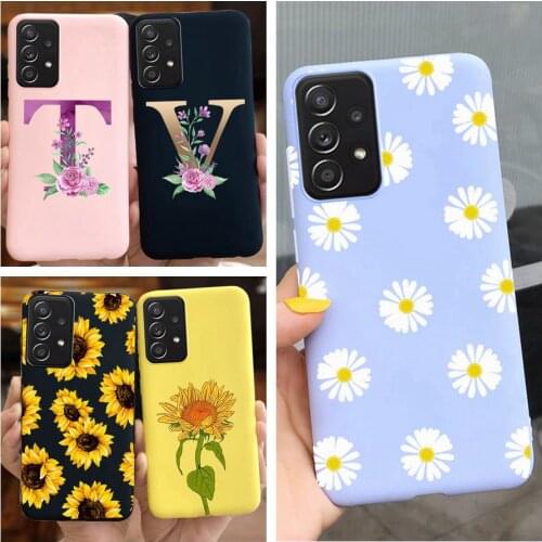 For Samsung A52 5G Case Fashion Flowers A to Z Letters TPU Soft Coque Case For Samsung Galaxy A52 A 52 A525F 4G Shockproof Funda