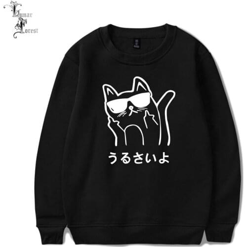 Cat Nekoha Printing T-shirt Fashion Round Neck Long Sleeve Popular Japanese Streetwear Plus Size