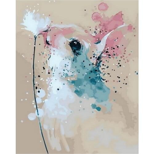 Frameless diy painting by numbers animals wall decor diy picture by numbers on canvas for home decor 4050cm rabbit