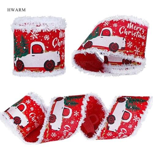 50yard Merry Christmas Tree Pendant Accessories Imitation Hemp Ribbon Wire Edge Xmas Car Fringe Webbing Santa Claus Snowflake