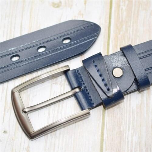 Cow Leather Belt Men Blue/green/coffee/black Male Leather Strap Pin Buckle Waist Belt for Men Plus size 110-130CM