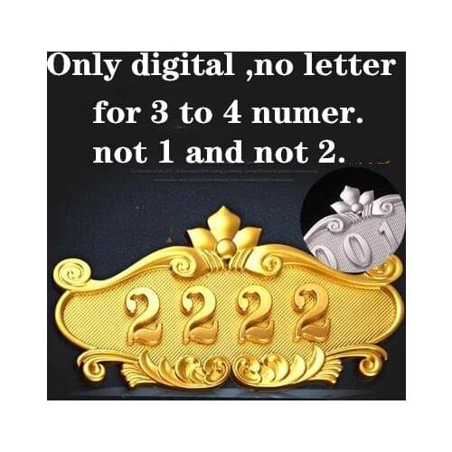 ABS imitation metal bronze antique copper house number custom sign door number sticker for hotel door apartment Villa