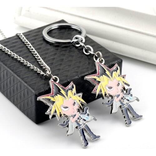 New Anime Yu-Gi-Oh AIBO Yugi Muto Figure Yugioh Millenium Enamel Metal Pendant Necklaces For Men Women Kids Cosplay Jewelry Gift
