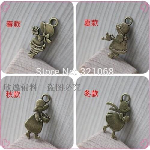 40 pieces/lot Bronze color zipper head zipper pendant 3cm mixed styles pendant metal zinc alloy