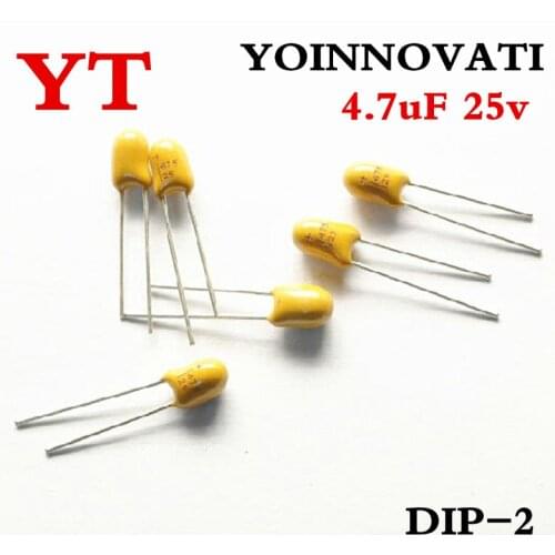 50pcs/lot 4 .7uF/25V DIP-2 Radial Tantalum capacitor best quality