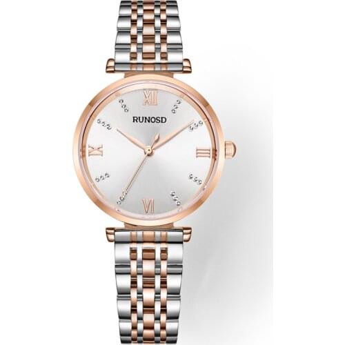 RUNOSD Ladies Watch Luxury Rose Gold Zircon Brushed Dial miyota Quartz Sapphire Crystal Stainless Steel 5226L