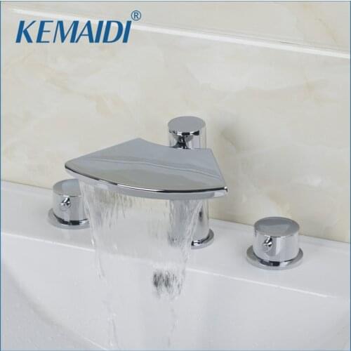 KEMAIDI Bathtub Bathroom Faucet 32C 2 Handles Taps Waterfall Faucets,Mixers & Taps Bathtub Mixer Chrome Finished Good Quality