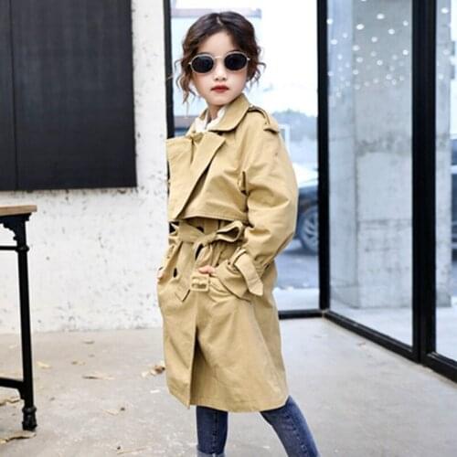 Baby Girls Trench Coats Double Breasted Jacket For Girls Clothing Solid Tops Kids Windbreaker 2021 Spring Autumn Teens Outerwear