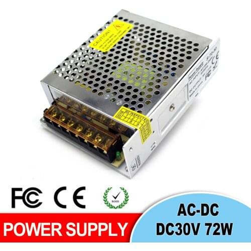 Universal 30V 2.4A 72W Power Supply Led Driver Transformer 110V 220V AC TO DC30V SMPS for LED Light CNC CCTV Stepper Motors