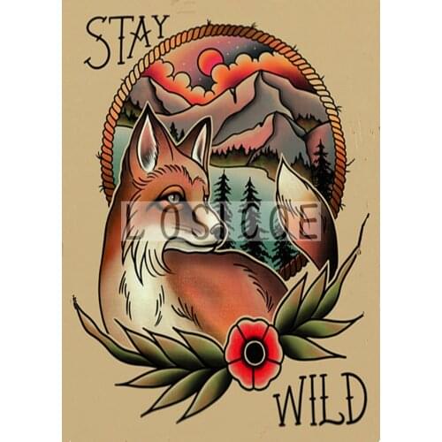 "STAY WILD" 30X42 CM Tattoo Print Painting Vintage Kraft Paper Poster Wall Art Flip Chart Stickers Home Decoration