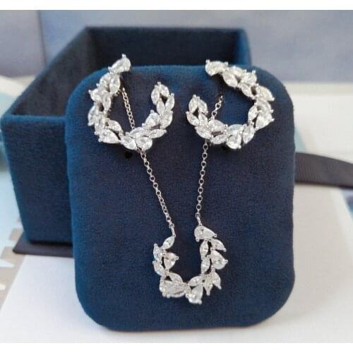 SLJELY Fashion Real 925 Sterling Silver Willow Leaves Pendant Adjustable Necklace Micro Zirconia Women Luxury Brand Fine Jewelry