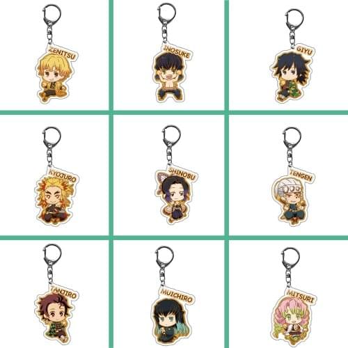 1pc Anime Keychain Demon Slayer Cartoon Figures Acrylic Decorartion Pendant Bag Accessory Chain Nezuko E