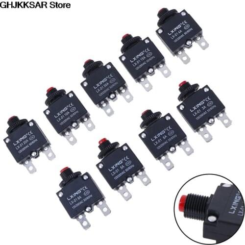 1Pc Circuit Breaker Overload Protector Switch Fuse 3A 4A 5A 6A 8A 10A 15A 20A 30A Thermal Switch Overload Protector Push Button