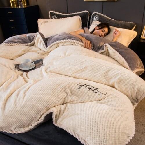 1pc Winter Soft Warm Pink Dark Gray Coral Velvet Quilt Bed Cover Flannel Thickening Warm Duvet Bedding Cover 150x200 180x220cm