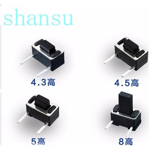 100pcs 3*6*4.3mm Touch switch 3x6x4.3mm Light touch switch Side two feet Key switch Micro switch 3x6x4.5mm 3x6x5mm 3x6x8mm