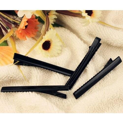 120pcs long 8mm*75mm alligator clips Black paint Hair Clips Baby girl Hair Clips