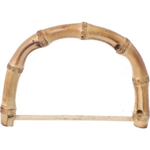 14 x 10cm D Shape Bamboo Purse Handles Replacement for Handcrafted Handbag DIY Beach Bags Making Accessories