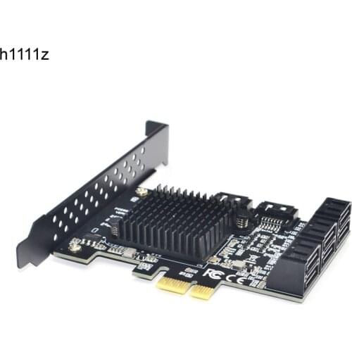 88SE9215 Chip 8 Ports SATA 3.0 to PCIe Expansion Card PCI Express SATA Adapter SATA 3 Converter with Heat Sink for HDD PCIE SATA
