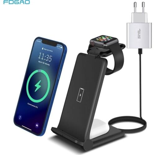 15W Fast Qi Wireless Charger Stand For iPhone 12 11 XS XR X 8 Apple Watch 6 5 4 3 2 Airpods Pro 3 in 1 Foldable Charging Station
