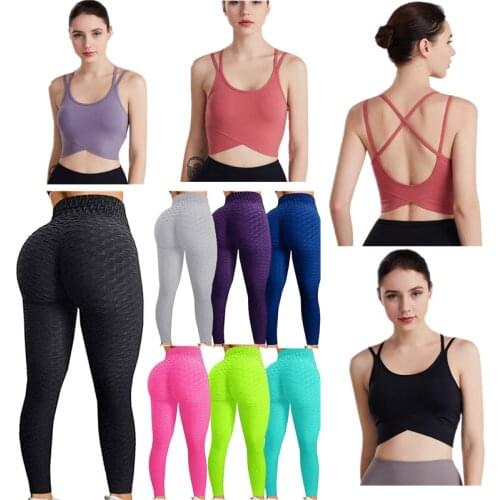 Seamless Women Yoga Set Bra yoga pants Workout Sportswear Gym Clothing Fitness Short Sleeve Crop Top High Waist Leggings Sports