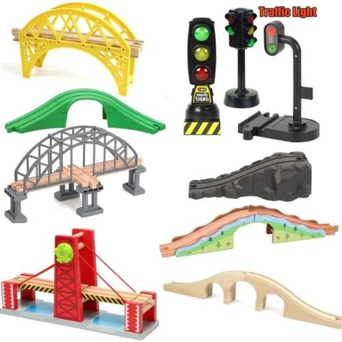Wooden Train Track Toy Bridge Wooden Railway Track Accessories Fit For All Brands Wood Tracks Train Toys For Children Gifts