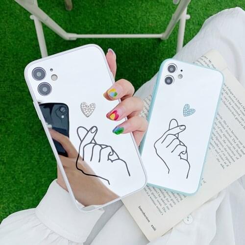 For iphone12 mobile phone case 11Pro/Max SE2 XsMax 12Mini 8plusXR/7 Mobile phone case with diamond love mirror