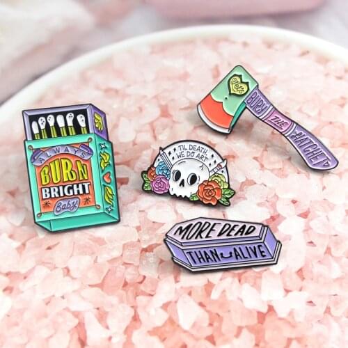 Matchbox Death Axe More Living Coffin Series Purple Brooch Combination Resist Violence Protect Your Strong Heart send friend