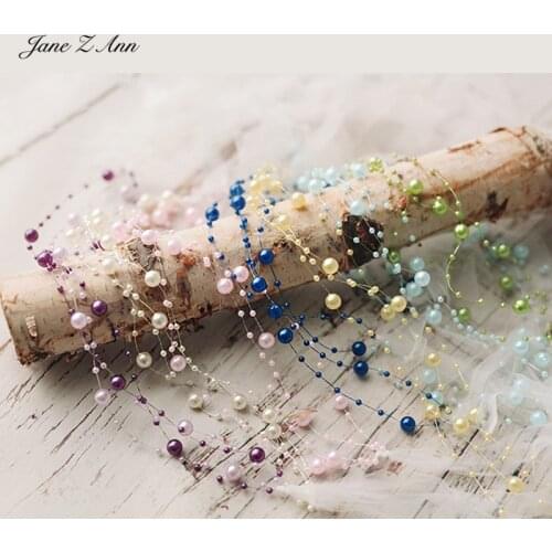 Jane Z Ann Pearl string bead headdress hair lead flower baby 0-1 year newborn photography props studio shooting accessories